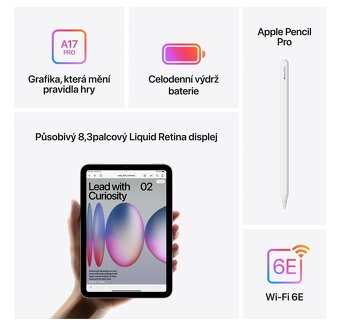 Prodám tablet Apple iPad mini (2024) Wi-Fi + Cellular 128GB - 3