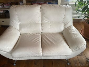 Bílá kožená sedací souprava 3+2+1 - 3