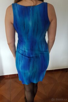 Modré bavlněné šaty - široká ramínka - 3