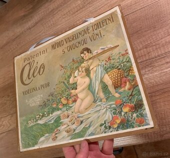 Stará kartonová cedule mýdlo Cleo A. Janoušek PRAHA KARLÍN - 3