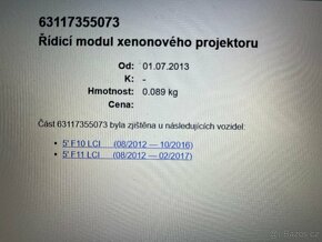 BMW 5 F10, 11 LCI řídící modul xenonového světla 63117355073 - 3