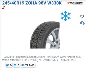 Prodám nové zimní pneu Hankook 245/40 R19 - 3