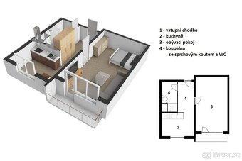 Pronájem bytu 1+1, 41 m2, Trutnov, ul. Mládežnická - 3