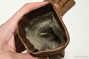 Dámské hnědé kožené rukavice - 3