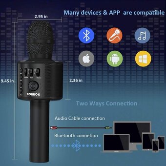 Bluetooth mikrofon Karaoke BONAOK 3v1, - 3