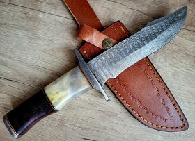 lovecký Damaškový nůž 28 cm BOWIE, ručně vyroben + pouzdro - 3
