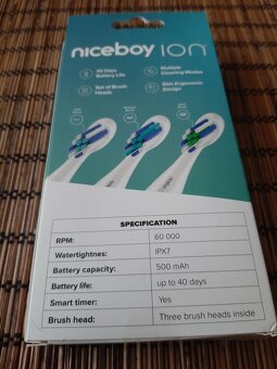 Sonický zubní kartáček Niceboy ION Sonic Lite IPX7 bílá - 3