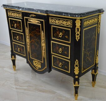 Zámecká malovaná komoda s mramorovou deskou-145 cm - 3
