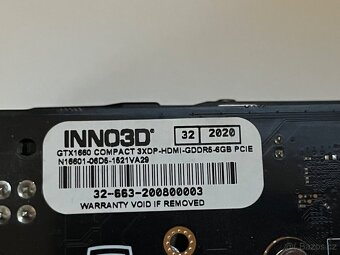 Prodám grafickou kartu GTX 1660 - 3