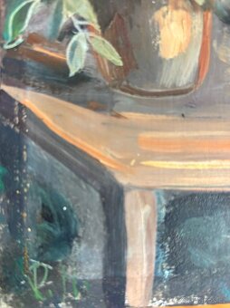 Obraz R.M. akt dívka s květy, olejomalba 68x54 - 3