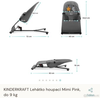 KINDERKRAFT Lehátko houpací Mimi Pink, do 9 kg - 3