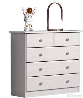 Nová šuplíková komoda z borovice bílá barva - 3