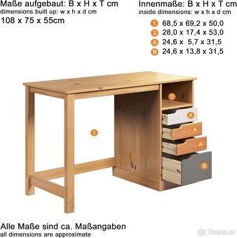 Psací stůl borovice Mestre - 3