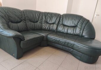 Kožená rohová sedací souprava - TOP STAV - 3