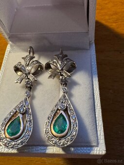 Zlaté briliantové náušnice kapky 14K/585 - 3