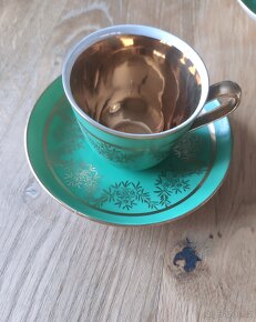 Porcelánová zlacená sada, kávový servis - 3
