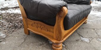 Kožená dvojsedačka s dřevem - 3