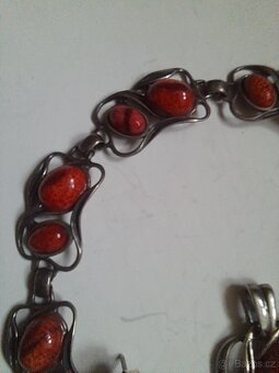 Stříbrná sada s koralem - 3