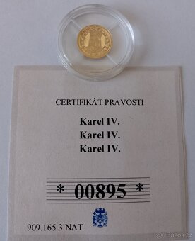 Zlatá mince 0,5 gr Karel IV, au 585 - 3