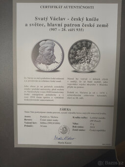 Investiční stříbrná medaile Svatý Václav r.2010 - 3