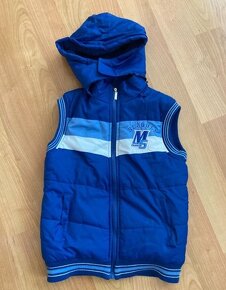 Dětská modrá zateplená vesta s kapucí - 3