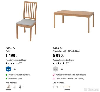 Rozkládací jídelní stůl + 8 Židlí EKEDALEN IKEA - 3