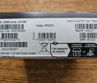 Stolní procesor Core Ultra 7 265K - 20 jader (8 P-jader + 12 - 3