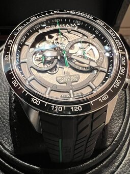 Graham Silverstone skeleton British zavodni zelene hodinky - 3