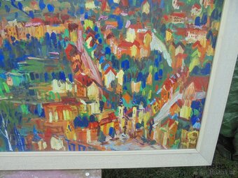 OBRAZ OLEJ NA KARTONU-POHLED NA KARLOVY VARY - 3