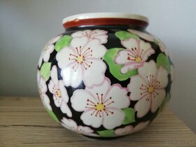 Stará keramická váza s třešňovými květy Hrdějovice - 3