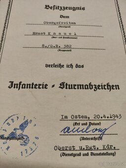 Dekret o udělení Útočného odznaku pěchoty, Wehrmacht - 3