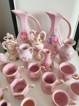Různé dekorace růžový porcelán retro sada 22ks - 3