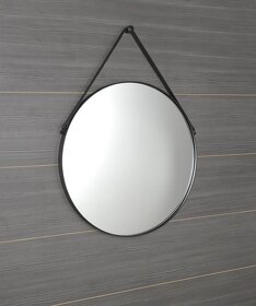 ORBITER kulaté zrcadlo s koženým páskem ø 70cm, černá mat - 3