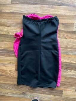 Černo růžové minišaty s mašlí, vel XS/S, Itálie - 3