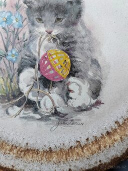 Nádherná sada dekorativních keramických talířů "Koťata" - 3