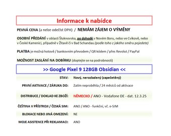 Google Pixel 9 128GB černý nebo zelený NOVÝ NEROZBALENÝ - 3