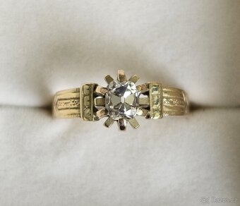 DIAMANTOVÝ PRSTEN 1.00ct. SI/G PÁNSKÝ STAROŽITNÝ - 3