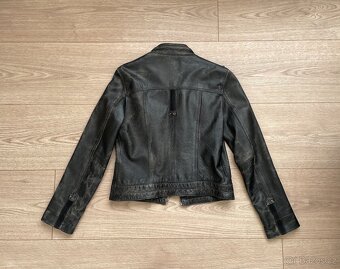 Dámská kožená bunda KARA tm. hnědá vel. 36 - 3