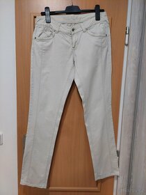 krémové kalhoty džínového typu - 3