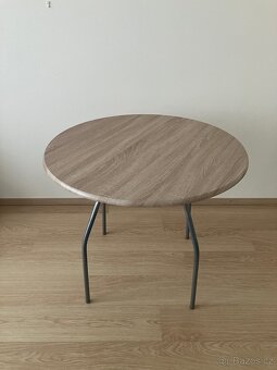 Kulatý jídelní stůl Thyholm, průměr 90 cm, kov/dub - 3