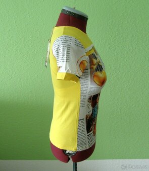 Nové tričko s novinovým potiskem - žluté - S/M - 3