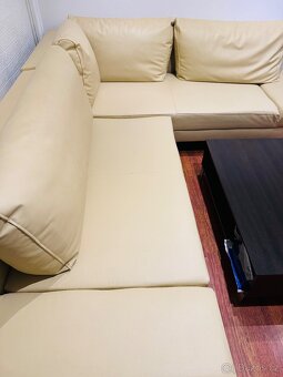 Rohová rozkládací kožená sedačka - 3