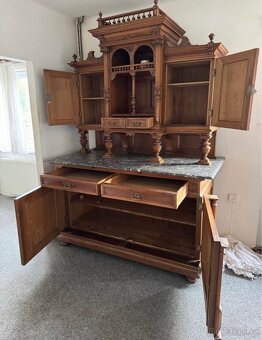 Starožitný zdobený příborník - sekretář - 3