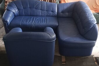 Kožená rohová sedačka s křeslem - 3