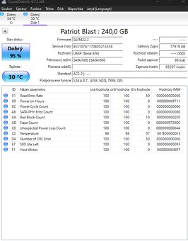 SSD Patriot Blast 240GB – 2 ks, zdraví 95–96 % - 3