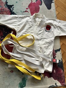 Kimono detske vel. 130 bílý a žlutý pásek chrániče na nohy - 3