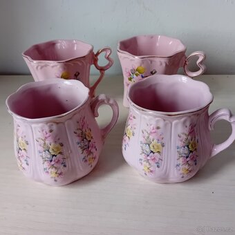 hrnky - růžový porcelán 4ks - 3