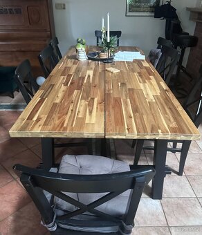 jídelní stůl IKEA SKOGSTA (akácie/černá, 235x100 cm) - 3