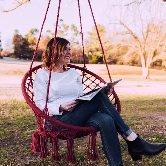 Závěsné houpací křeslo | červené - 3