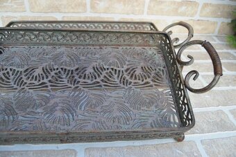 Kovový tácek - sada 2ks - antik zelenohnědá - 3